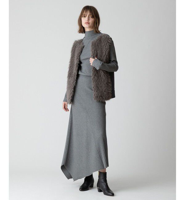 allureville「ジャガードフェイクファーコンビニットジレ」|ベスト・ジレ|