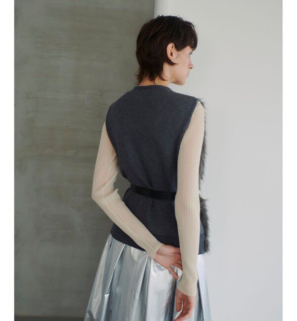 allureville「ジャガードフェイクファーコンビニットジレ」|ベスト・ジレ|
