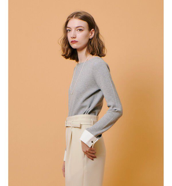 allureville「ダブルカフスコンビプルオーバー」|ニット・セーター|