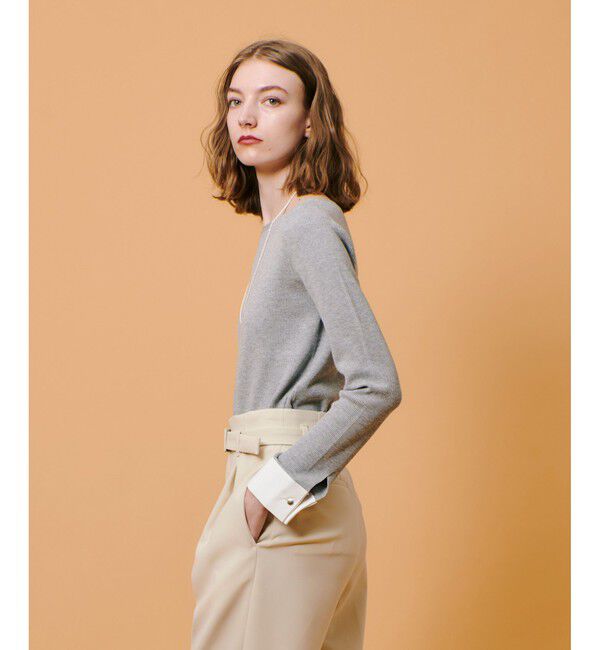 allureville「ダブルカフスコンビプルオーバー」|ニット・セーター|