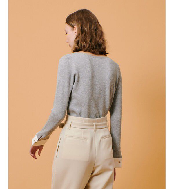 allureville「ダブルカフスコンビプルオーバー」|ニット・セーター|