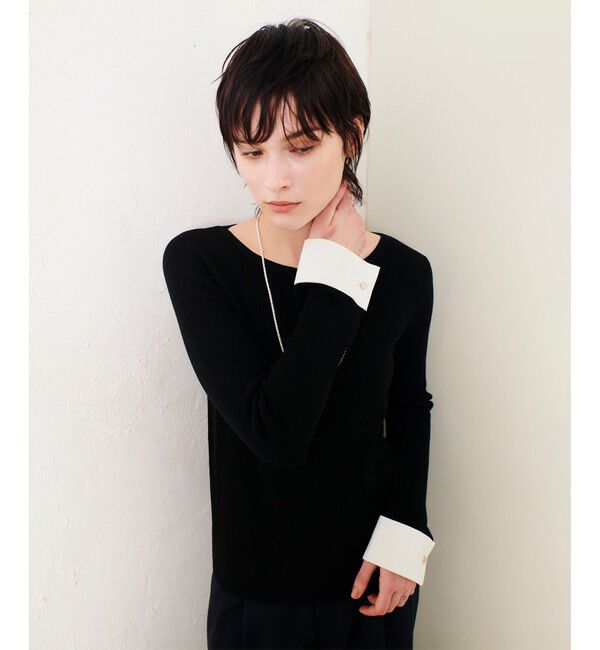 allureville「ダブルカフスコンビプルオーバー」|ニット・セーター|