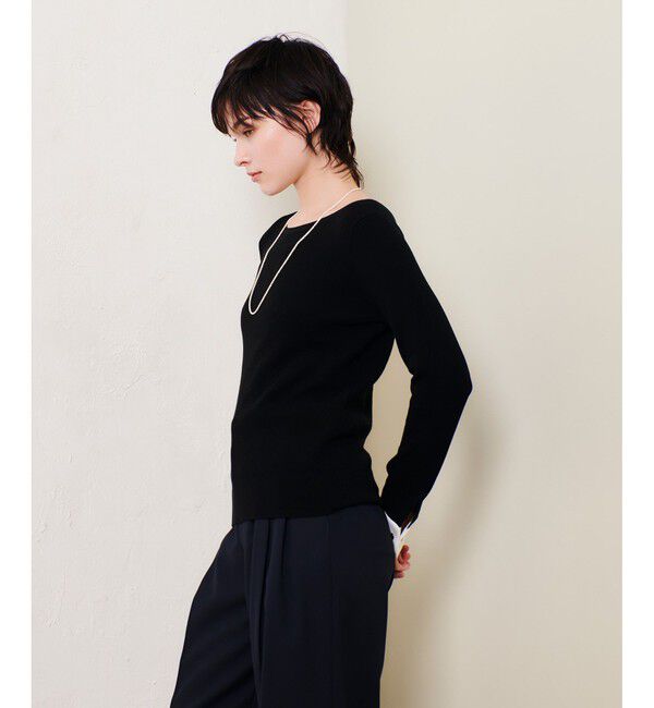 allureville「ダブルカフスコンビプルオーバー」|ニット・セーター|