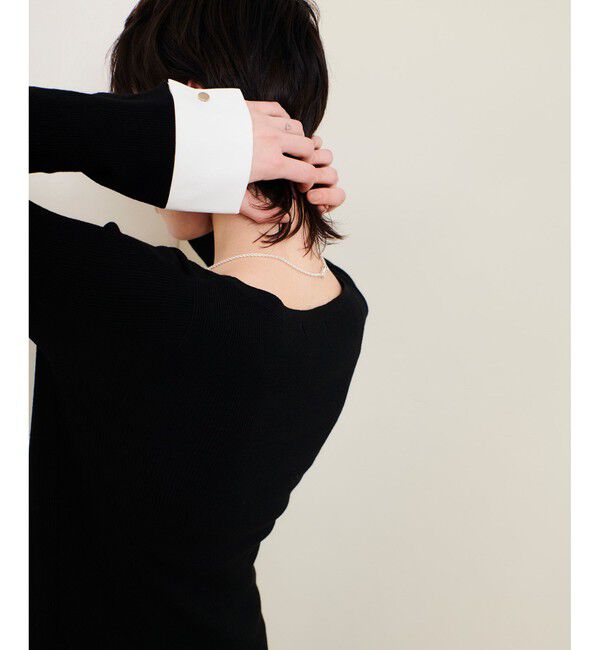 allureville「ダブルカフスコンビプルオーバー」|ニット・セーター|