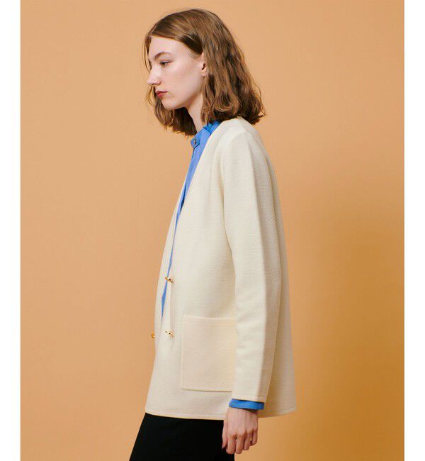 allureville「セミダブルガーターニットジャケット」|ノーカラージャケット|