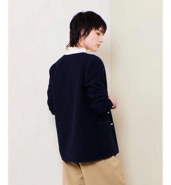 allureville「セミダブルガーターニットジャケット」|ノーカラージャケット|
