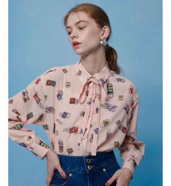 LOULOU WILLOUGHBY「【LOULOU WILLOUGHBY】レタープリントシャツブラウス」|シャツ・ブラウス|ピンク