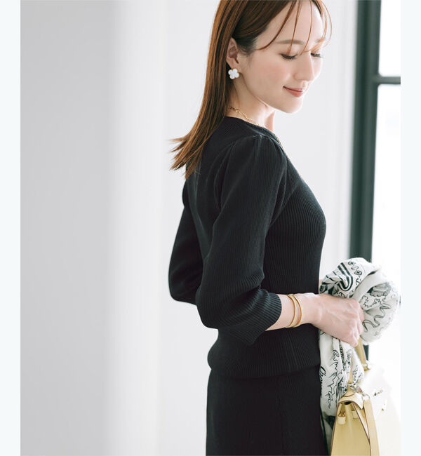 ur's「【星玲奈さんコラボアイテム】クルーネックパフスリーブニット」|ニット・セーター|