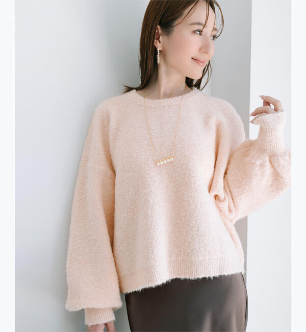 ur's「【星玲奈さんコラボアイテム】ウールブレンドクロップドクルーネックニット」|ニット・セーター|ピーチ