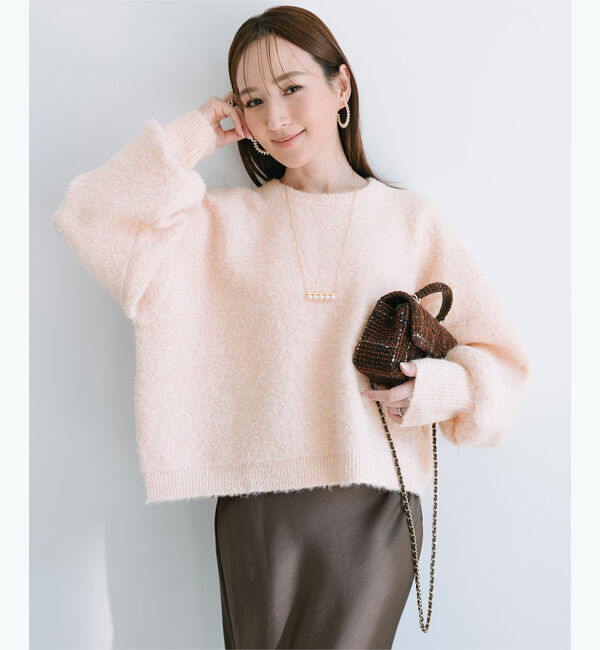 ur's「【星玲奈さんコラボアイテム】ウールブレンドクロップドクルーネックニット」|ニット・セーター|