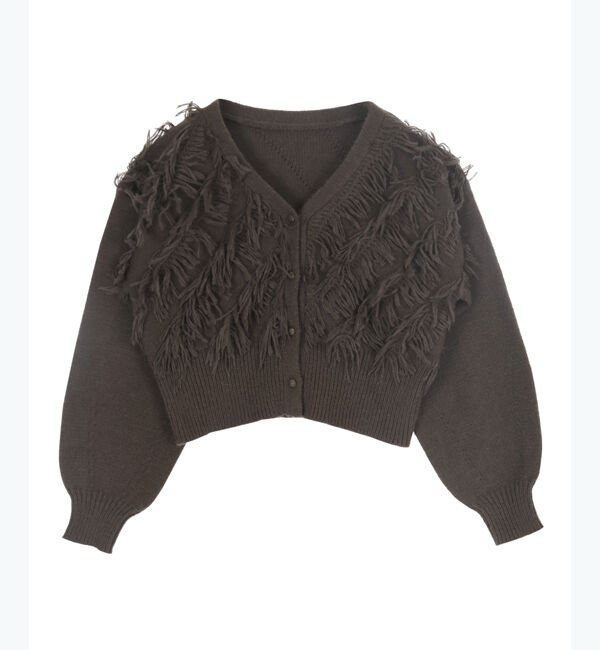 titivate「クロップドフリンジニットカーディガン」|ニット・セーター|