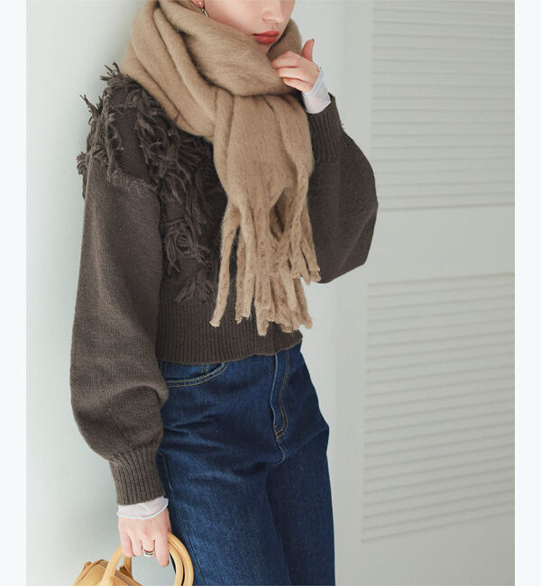 titivate「クロップドフリンジニットカーディガン」|ニット・セーター|