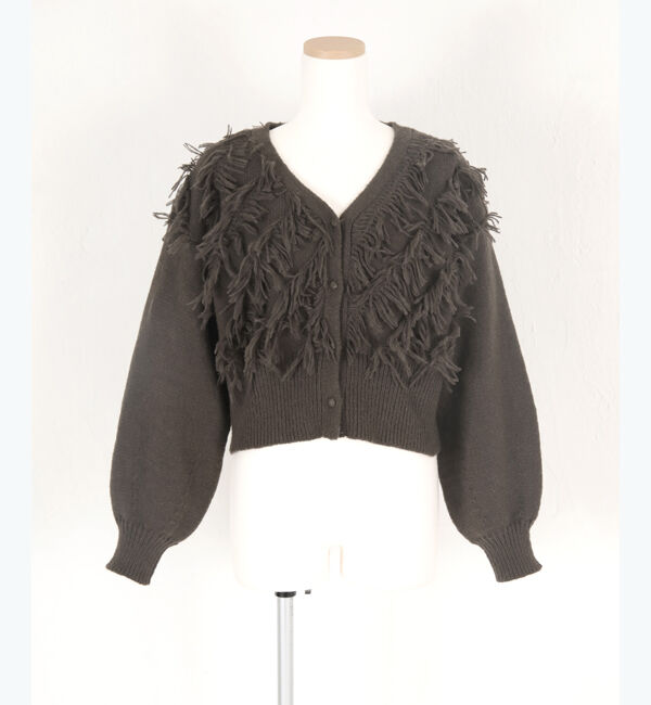 titivate「クロップドフリンジニットカーディガン」|ニット・セーター|