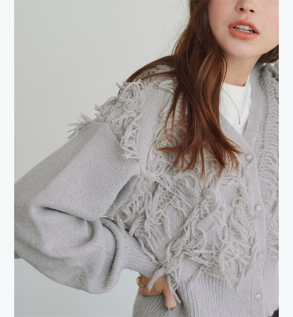 titivate「クロップドフリンジニットカーディガン」|ニット・セーター|