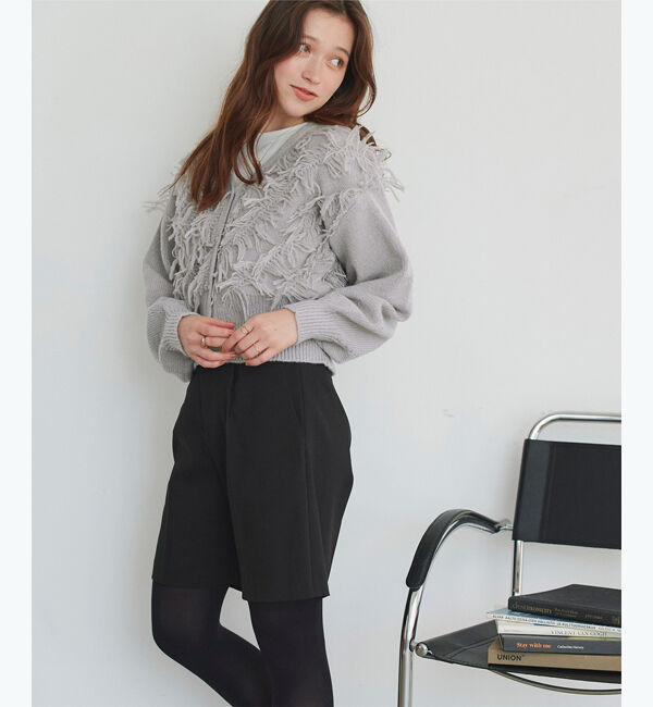 titivate「クロップドフリンジニットカーディガン」|ニット・セーター|