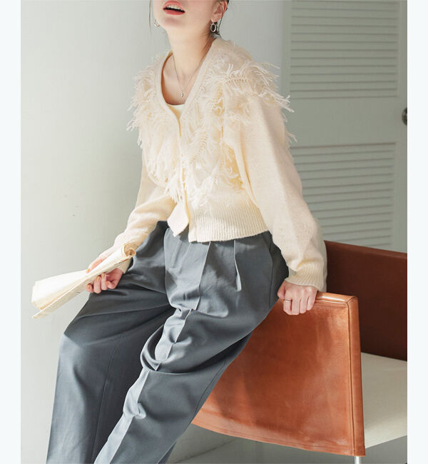 titivate「クロップドフリンジニットカーディガン」|ニット・セーター|
