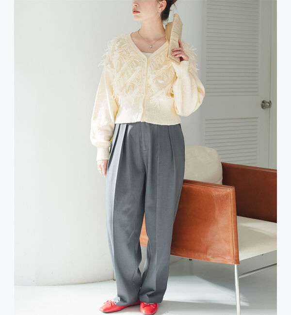 titivate「クロップドフリンジニットカーディガン」|ニット・セーター|