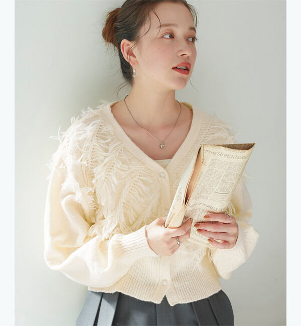 titivate「クロップドフリンジニットカーディガン」|ニット・セーター|
