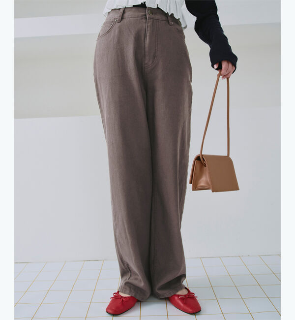 titivate「ドット/カラーストレートデニムパンツ」|デニム|