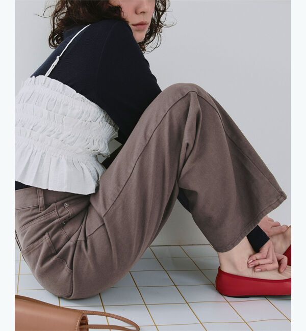 titivate「ドット/カラーストレートデニムパンツ」|デニム|