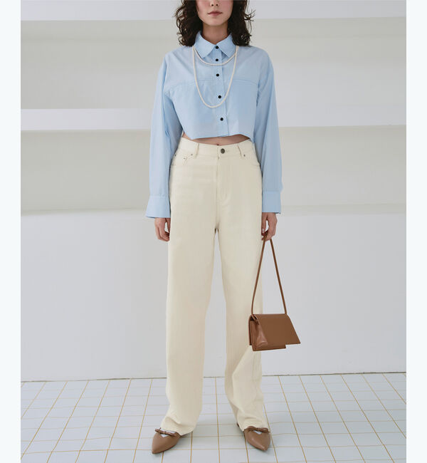 titivate「ドット/カラーストレートデニムパンツ」|デニム|