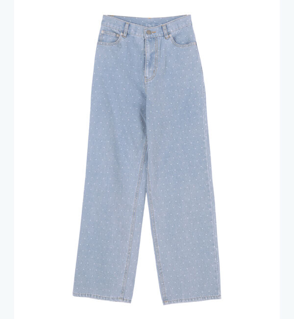 titivate「ドット/カラーストレートデニムパンツ」|デニム|