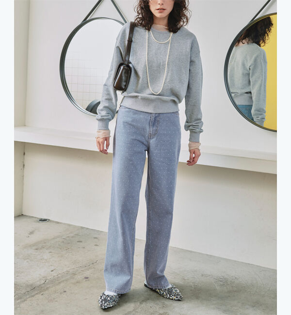 titivate「ドット/カラーストレートデニムパンツ」|デニム|