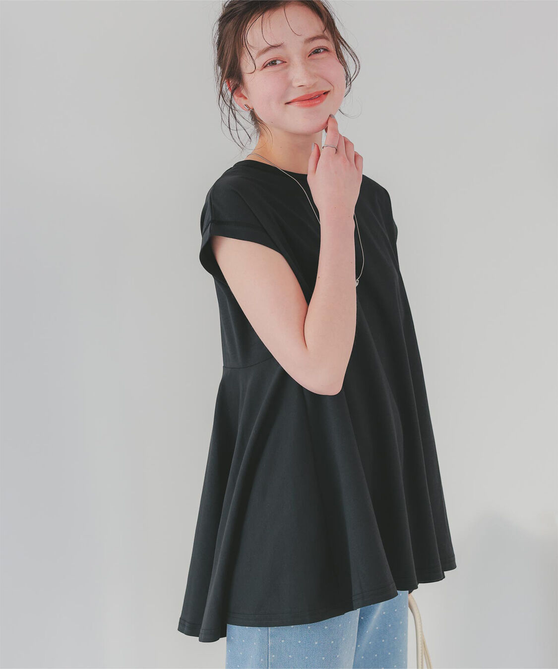 titivate「汗染み防止バックフレアTシャツ」|Tシャツ・カットソー|ブラック