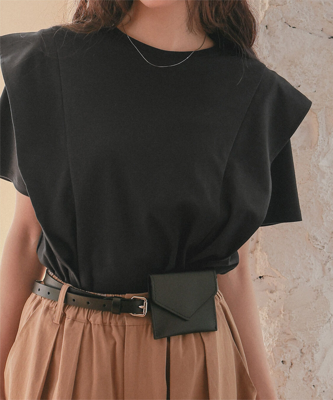 titivate「汗染み防止ラッフルスリーブTシャツ」|Tシャツ・カットソー|