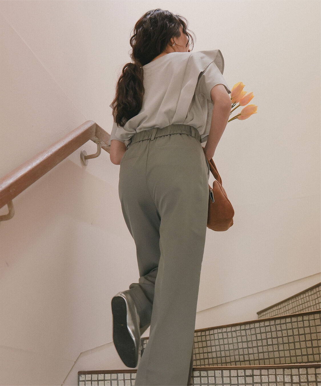 titivate「汗染み防止ラッフルスリーブTシャツ」|Tシャツ・カットソー|