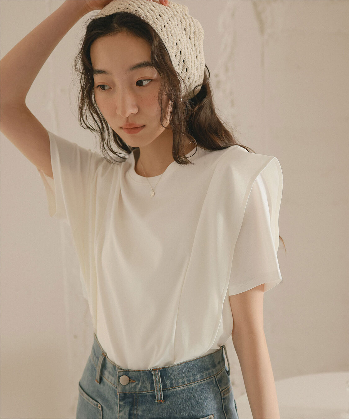 titivate「汗染み防止ラッフルスリーブTシャツ」|Tシャツ・カットソー|