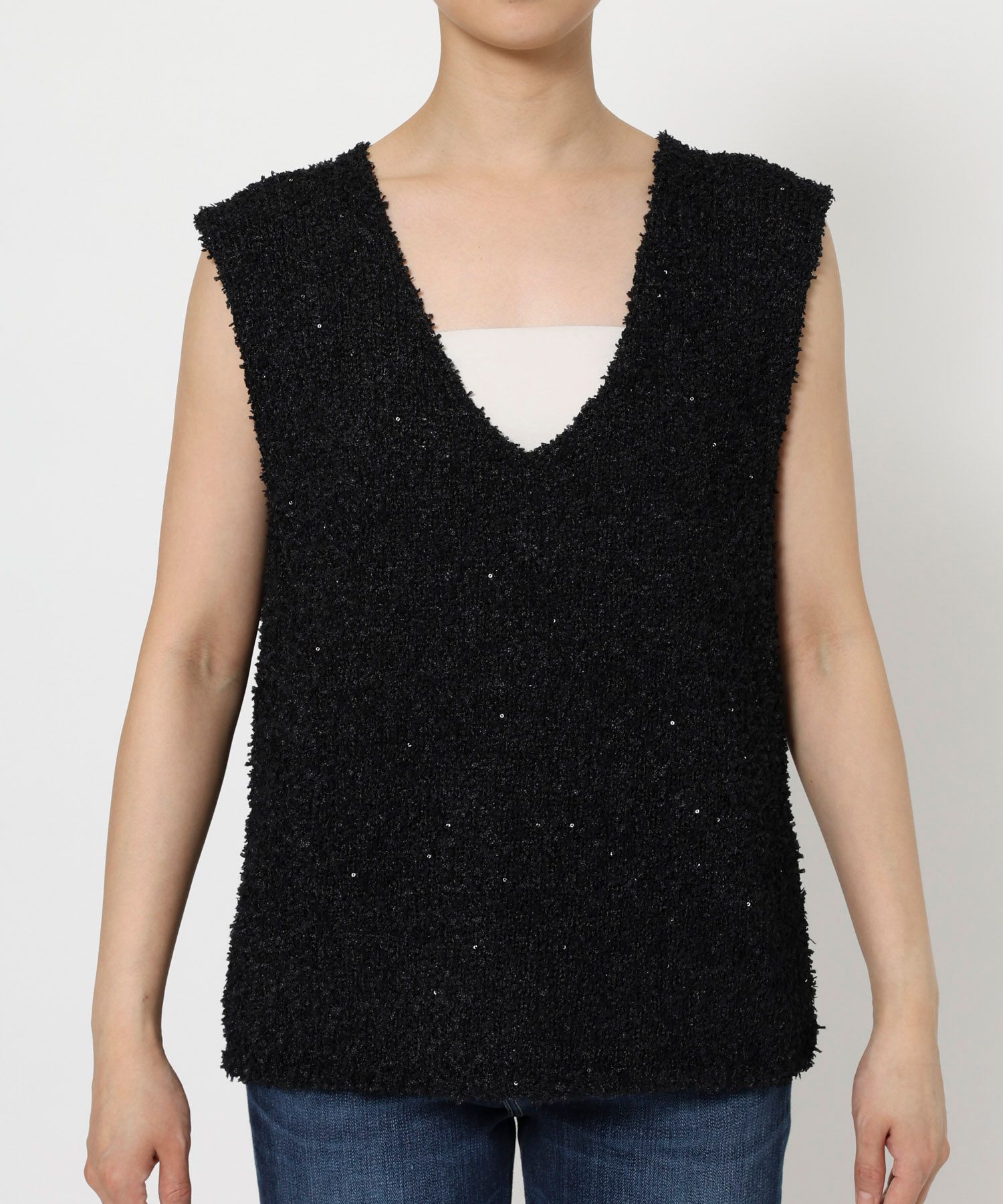 BABYLONE「ツイードノースリニットベスト」|ニット・セーター|