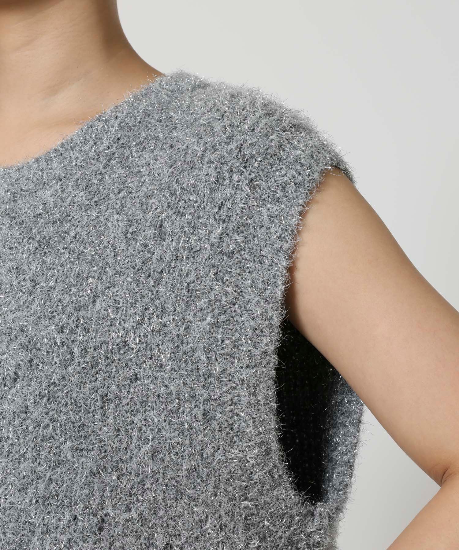 BABYLONE「スパークルアシメヘムニットベスト」|ニット・セーター|