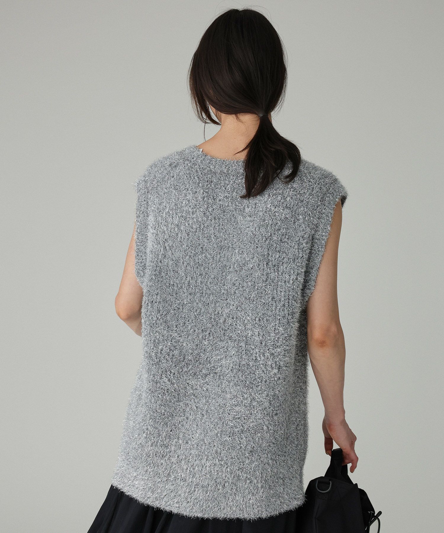 BABYLONE「スパークルアシメヘムニットベスト」|ニット・セーター|