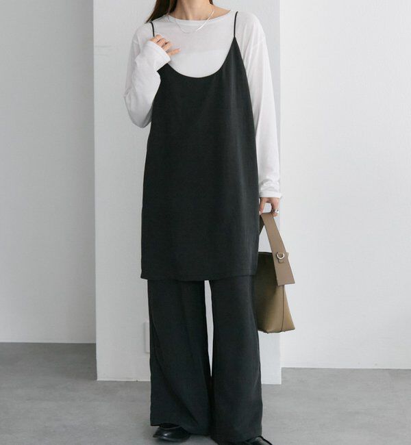  「【着回し力◎/セットアイテム】ソフトツイルキャミチュニック+パンツセット」|その他|ブラック系その他