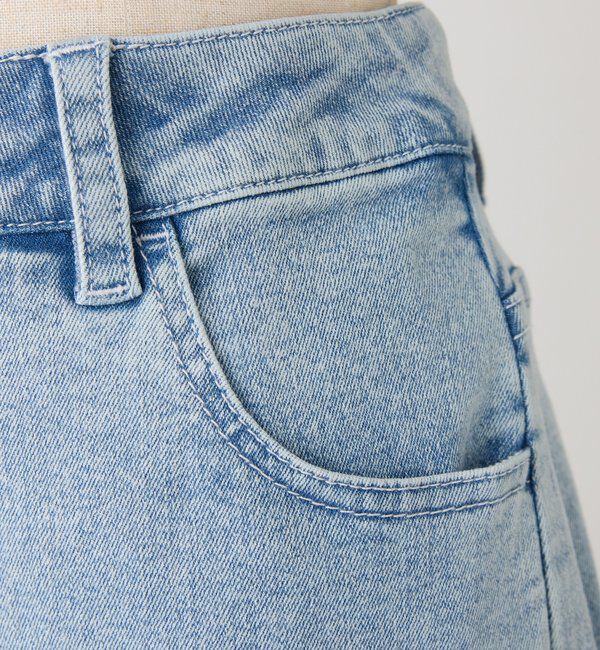  「【ウェスト調整可能】ビジュー付きワイドデニム」|その他|