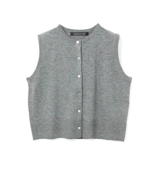mizuiro ind「mizuiro ind クルーネックショートベスト」|ベスト・ジレ|グレー