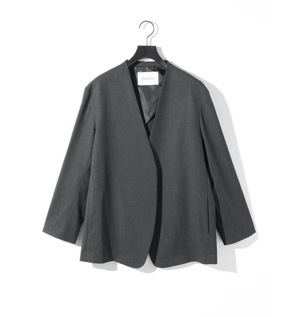 MIDIUMISOLID「MIDIUMISOLID for Ladies ノーカラージャケット」|テーラードジャケット|チャコールグレー