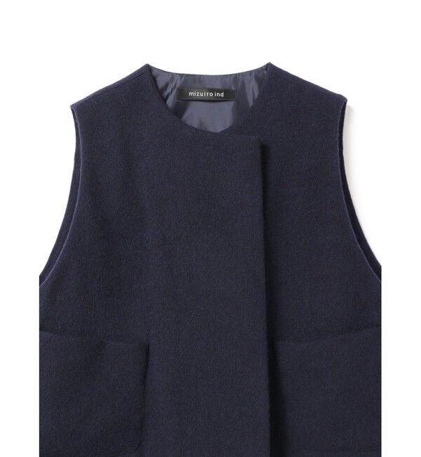mizuiro ind「mizuiro ind ポケット付きクルーネックベスト」|ベスト・ジレ|