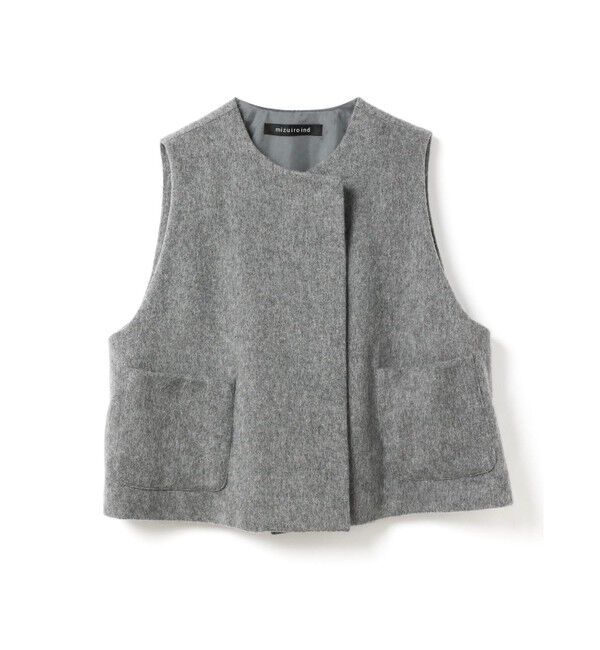 mizuiro ind「mizuiro ind ポケット付きクルーネックベスト」|ベスト・ジレ|グレー