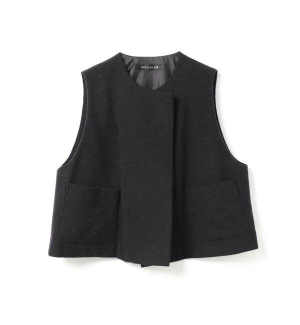 mizuiro ind「mizuiro ind ポケット付きクルーネックベスト」|ベスト・ジレ|