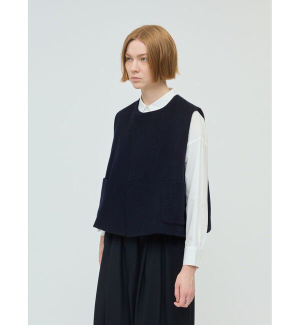 mizuiro ind「mizuiro ind ポケット付きクルーネックベスト」|ベスト・ジレ|