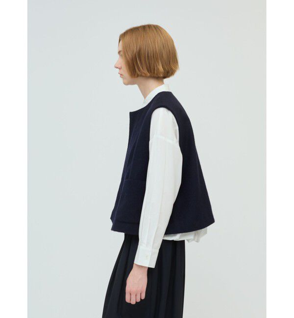 mizuiro ind「mizuiro ind ポケット付きクルーネックベスト」|ベスト・ジレ|