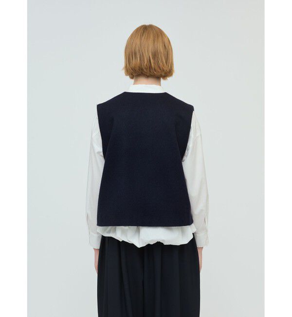 mizuiro ind「mizuiro ind ポケット付きクルーネックベスト」|ベスト・ジレ|