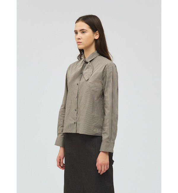 mizuiro ind「mizuiro ind チェックリボンタイシャツ」|シャツ・ブラウス|