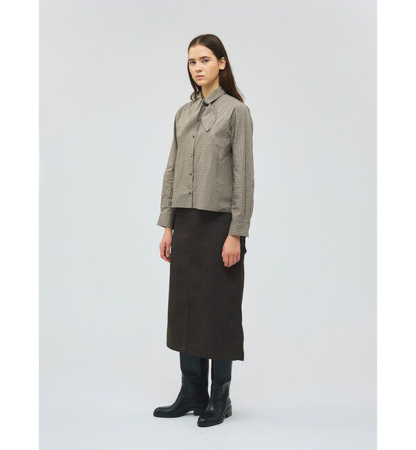 mizuiro ind「mizuiro ind チェックリボンタイシャツ」|シャツ・ブラウス|