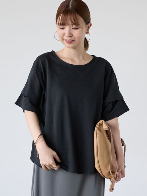 Lugnoncure「プレーティング袖タックTシャツ」|Tシャツ・カットソー|