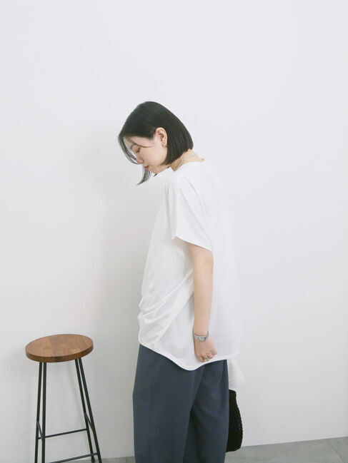 Samansa Mos2 blue「◎【接触冷感】ロゴプリントチュニック」|Tシャツ・カットソー|
