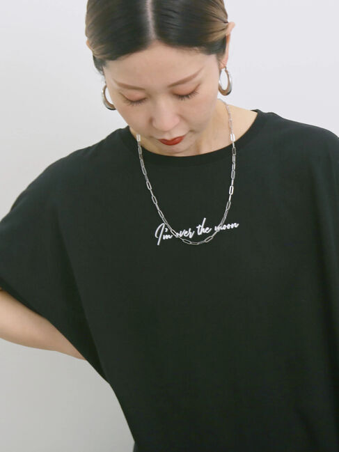 Samansa Mos2 blue「◎【接触冷感】ロゴプリントチュニック」|Tシャツ・カットソー|