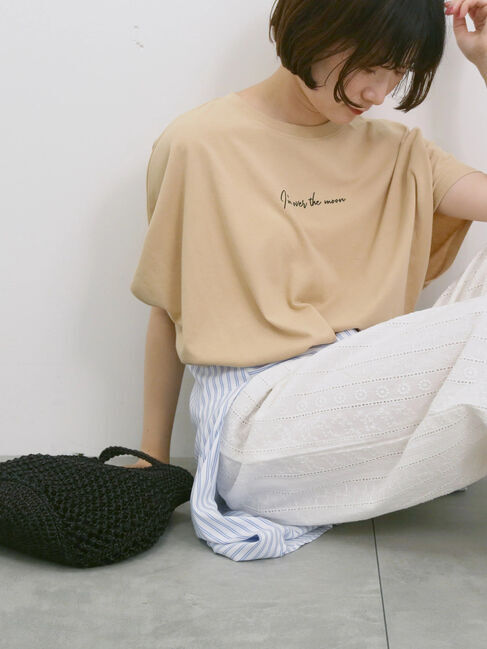 Samansa Mos2 blue「◎【接触冷感】ロゴプリントチュニック」|Tシャツ・カットソー|
